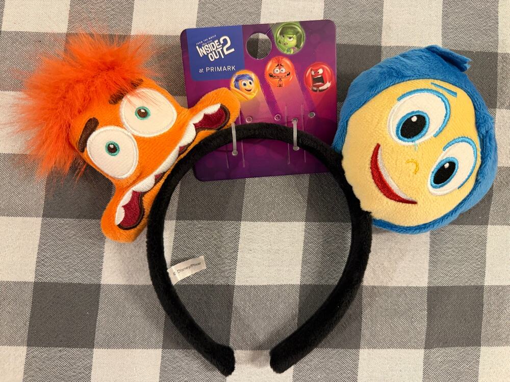 Disney Pixars Inside Out 2 Joy & Anxiety Plush Minnie Ears Headband *Primark-NEW